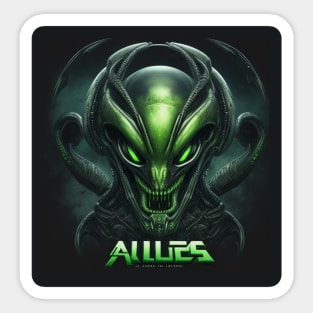 green creepy alien Sticker